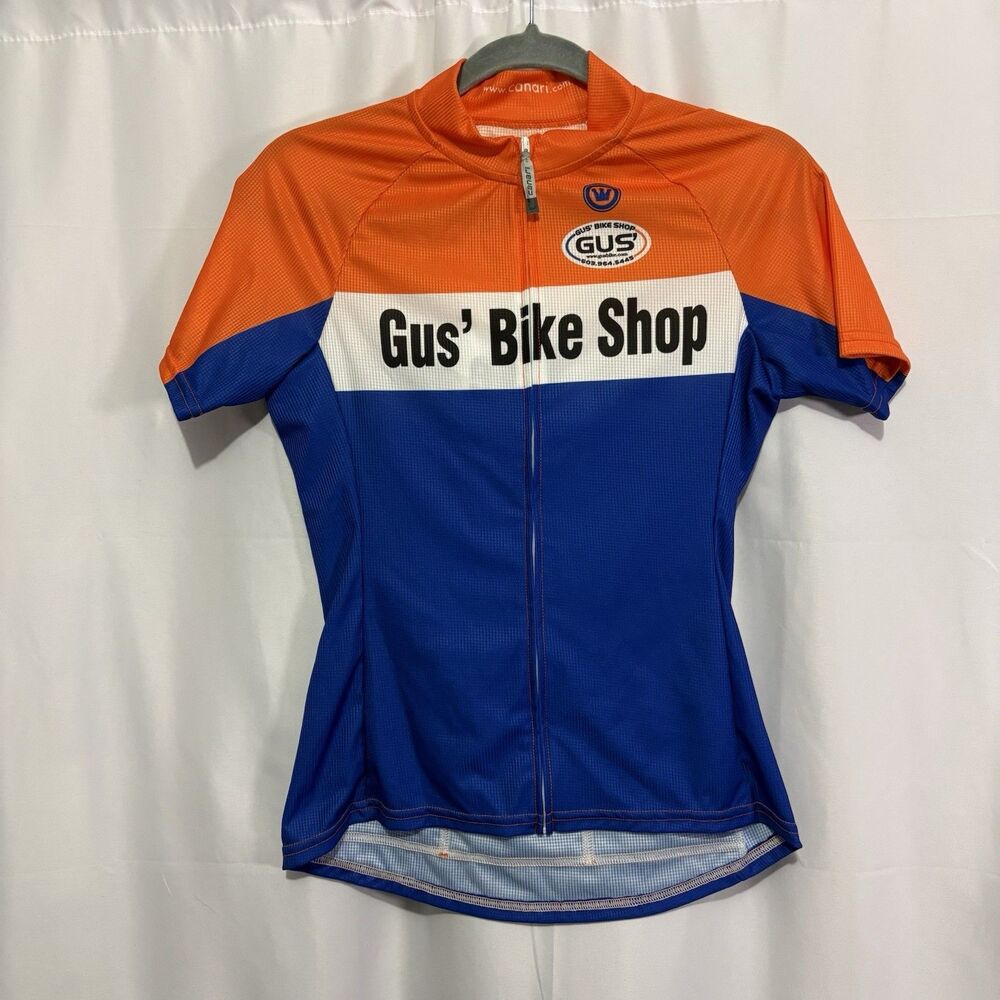 Canari Bicycle Jersey Adult Medium Orange Blue Short Sleeve Gus’s Bike Shop NH